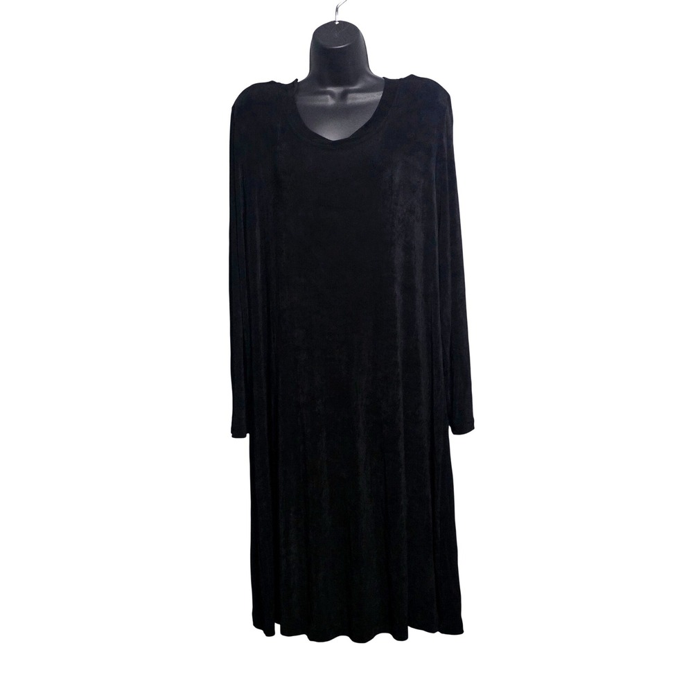 Jessica Holbrook Womens Black Slinky Long Sleeve Midi Dress Size 18W Made in USA